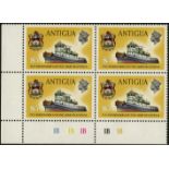 Antigua. 1970 set of seventeen in lower left corner blocks of four with Cylinder numbers,