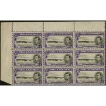 Ascension. 1938 _d perf 13_ unmounted mint corner block of nine with R1/1 spot over horizon, 2/2