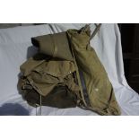 Camping bed and ruck sack