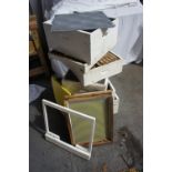 Sections of a beehive together with Victorian pine box containing honeycomb frames