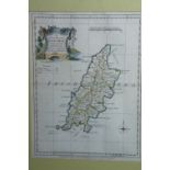 Ellis 1766, a Modern map of the Isle of Man, hand coloured, scale 12 miles = 2 1/8ins