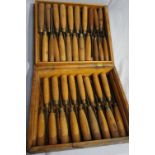 Thirty Eight good quality carving chisels, boxed