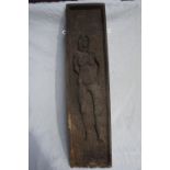 Simon Buttimore, A Nude Woman, A blind fretwork carved wooden panel, 24ins x 6ins