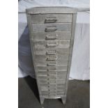 Fifteen drawer steel chest, Width 11.5ins