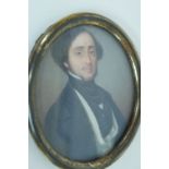 19thC fine oval portrait miniature of a foreign gentleman inscribed verso painted by Mulner, 2.5 X