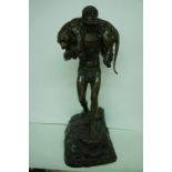 Demetre Haralamb Chiparus (1889 - 1947). Brown patinated bronze of a Moor carrying a mountain lion