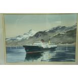 John H Nicholson, M. V. Lang Olaf off Norway, watercolour, signed titled verso, 11 X 15ins