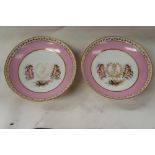 Pair of Sevres transfer printed comports cherub decoration