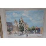 Y Galia? Maltese school, Town square, watercolour, signed dated 1919, 18 X 22ins