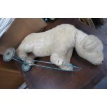 1930's polar bear pull along stuffed toy length 25ins