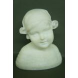 Seifert W., Small girl, head and shoulders, white marble, height 5.5 ins.