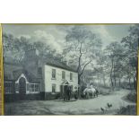 John Holland, The Highlander Inn, Oil on canvas monochrome, signed, 18 x 26 ins