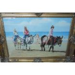 A.M. Alderson, Children riding donkeys on the beach, Oil on canvas, Signed and dated 1922, 20 x 30