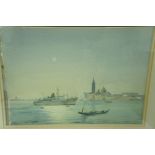 John H Nicholson, shipping in Venice, watercolour, signed and titled verso, 11 X 15ins