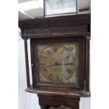 GII oak 30 hour long case clock by Thomas Hall Bow with 12ins square brass dial