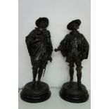 Salmson. Pair of spelter figures of cavaliers, signed. Ht. 24 ins.