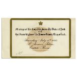 Mary of Teck & Duke of York Wedding Invitation