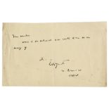 William Butler Yeats Signed Note