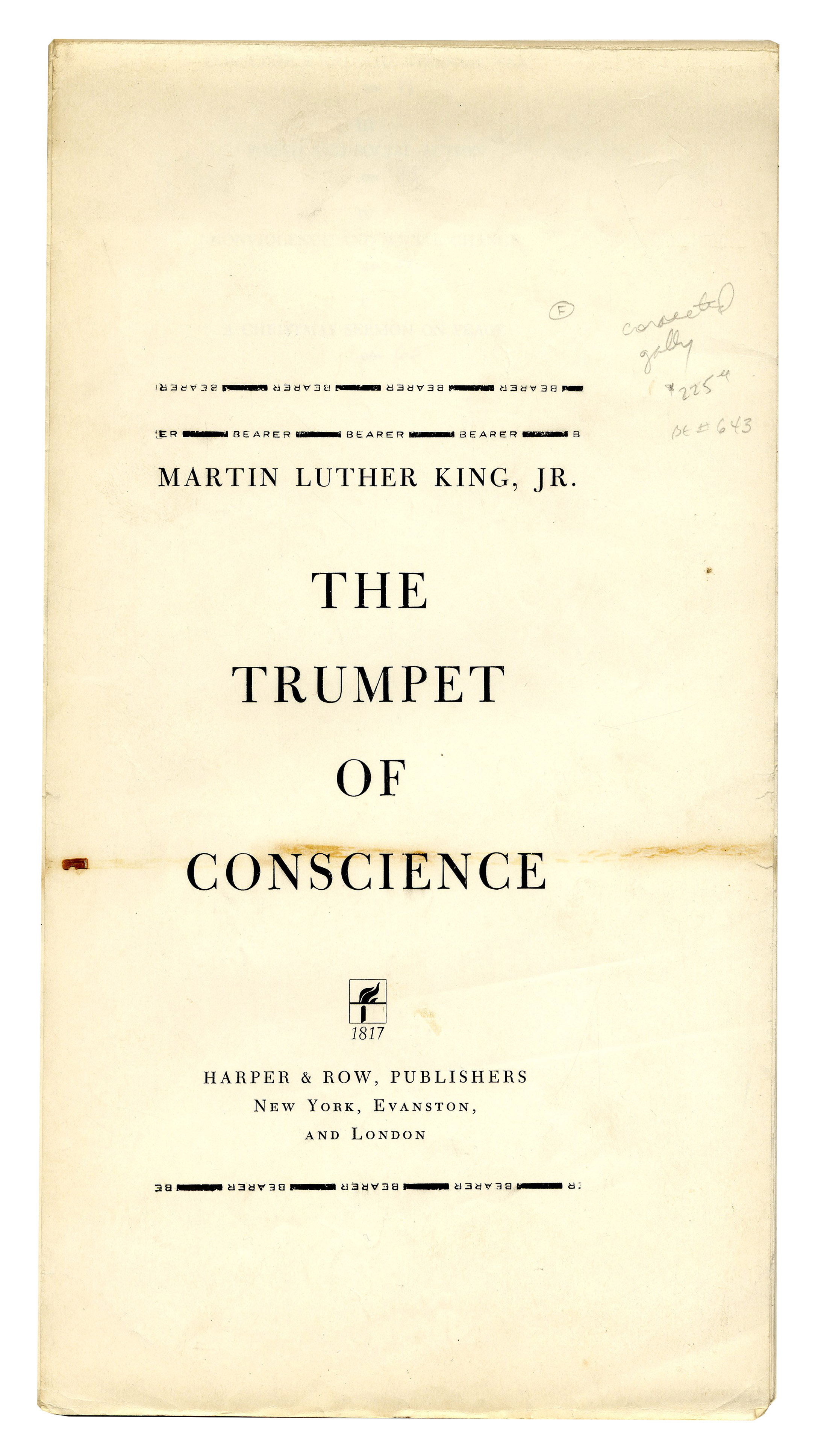 Martin Luther King ''Trumpet of Conscience'' Galley Proofs