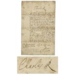 King Charles II Letter Signed