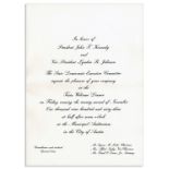 Original invitation to the dinner welcoming John F. Kennedy and Lyndon B. Johnson to Texas the