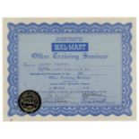 Sam Walton signed document from Walmart in 1976, shortly after the corporation's expansion into