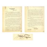 William H. Taft typed letter signed on U.S. Supreme Court stationery. Dated 25 August 1921, just