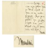 Benito Mussolini Autograph Letter Signed