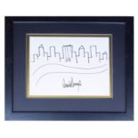 Donald Trump Original Signed Drawing of NYC Skyline