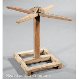 Antique Acadian Cypress Yarn Winder, early 19th c., Louisiana, four swivel arms with peg holes,