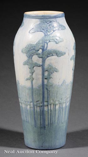 Monumental Newcomb College Art Pottery Vase, 1916, decorated by Anna Frances Simpson with tall