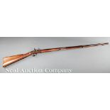 English Percussion Rifle, 19th c., octagonal-to-round barrel marked "LONDON", trigger guard with