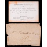 [Mardi Gras], Genevieve Club, ball invitation and envelope, Mar. 3rd, 1853. (2 pcs.)