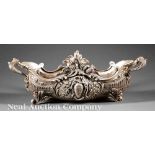 Louis XV-Style Argente Bronze Jardiniere, late 19th c., reticulated crest, cartouche monogrammed "