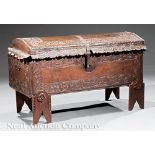 Spanish Colonial Tooled Leather "Baùl en Madera" Chest, probably late 17th/early 18th c., domed