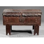 Spanish Colonial Tooled Leather "Baùl en Madera" Chest, probably late 17th/early 18th c., domed