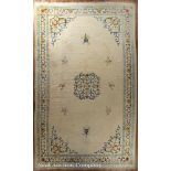 Large Chinese-Style Carpet, cream ground, stylized floral designs in blue, rose, green and brown