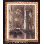 Francis Hopkinson Smith (American, 1838-1915), "Interior of Westminster Abbey", conté crayon on