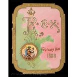 [Mardi Gras], Rex, 2 ball invitations, theme "Music and Drama", Feb. 22nd, 1887; and theme "