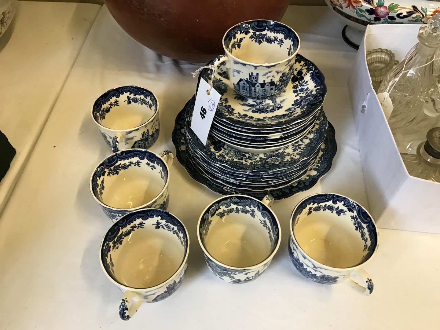 A Palissy Avon scenes pattern tea set comprising six teacups, seven saucers, eight side plates and a - Image 2 of 2