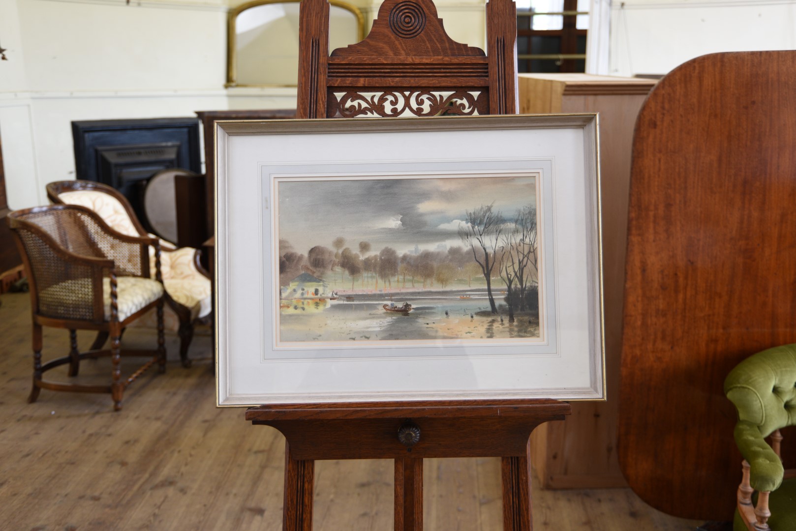 Roland Vivian Pitchforth, a watercolour titled to reverse ‘The Serpentine’ with exhibition labels