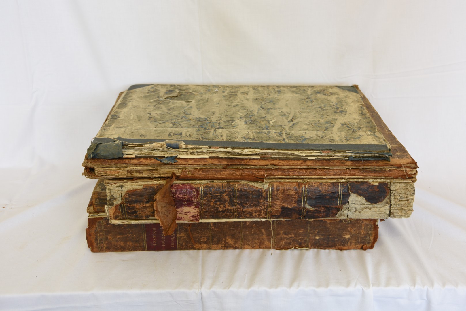 Two bound volumes of The Ipswich Journal, volume I 1804-1808, volume II 1809-1813 and two split