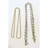 A 9ct gold rope-twist necklace together with a 9ct gold Rada link necklace chain, 11.35grams