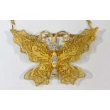 A House of Igor Carl Faberge 'Enchanted Butterfly' 18K filigree pendant and necklace chain, set with