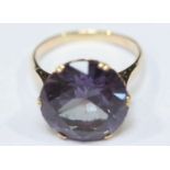 WITHDRAWN: A 14ct gold claw set Alexandrite solitaire ring, stone approx 14.5mm diameter by 9mm deep