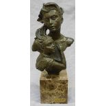 L.M Lafuente - A 20th Century Limited Edition Bronze composite bust of a Mother and Child, signed,