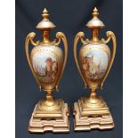 A fine quality pair of 19th century French ormolu mounted porcelain vases on stands. The bodies