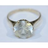 A 9ct gold white Sapphire solitaire ring, stone approx 2.5ct, 2.6g