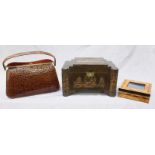 A burr maple trinket box baring Venice Simplon Orient-Express emblem, together with an Oriental