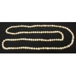 A single row of freshwater cultured pearls, forty inches in length.